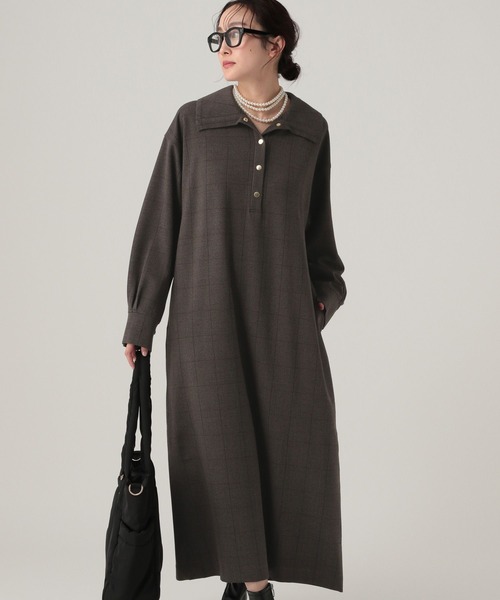 Elura（エルーラ）の「スリムウォームスキッパーワンピース/605970（ワンピース・レディース・チャコールグレー/ブラック/ネイビー・FREE）」の3枚目の写真