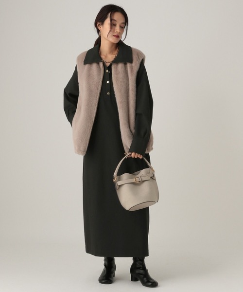 Elura（エルーラ）の「スリムウォームスキッパーワンピース/605970（ワンピース・レディース・チャコールグレー/ブラック/ネイビー・FREE）」の2枚目の写真