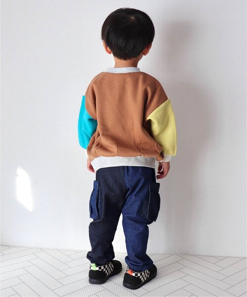 BREEZE(ブリーズ)の「【裏起毛】あったか らくらくサイドポケットパンツ_ジュニア対応(カーゴパンツ・キッズ・その他12/インディゴブルー/その他11/チャコール・90/100/150/140/120/130/110)」の6枚目の写真