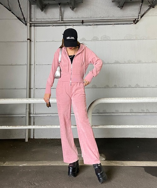ピンクのセットアップ。確認ページ。 セール】ラメジップパーカーパンツセットアップ（セットアップ）｜non