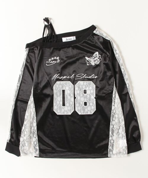.KOM(ドットコム)の「『.KOM/ドットケーオーエム』ナンバーオフショルダー長袖トップス【GC】(Tシャツ/カットソー・レディース・ブラック/シルバー・FREE)」の13枚目の写真