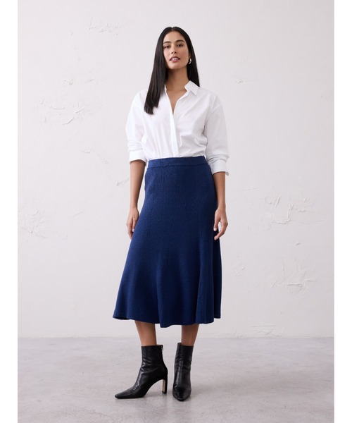 CHANEL　サイド　ライン　ネイビー　お洒落　スカート　ミディ丈　上品 CHANEL（シャネル） #wpc スカート 42 濃紺 カシミア タイト ロング