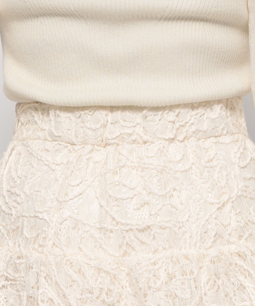 mysty woman（ミスティウーマン）の「起毛レースティアードスカート 588961（スカート・レディース・アイボリー/ブラック・FREE）」の9枚目の写真