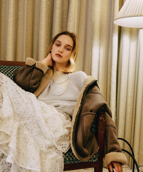 mysty woman（ミスティウーマン）の「起毛レースティアードスカート 588961（スカート・レディース・アイボリー/ブラック・FREE）」の18枚目の写真