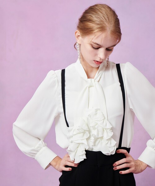 LOULOU WILLOUGHBY】ペタルフリルボウタイブラウス（シャツ/ブラウス