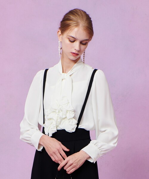 LOULOU WILLOUGHBY】ペタルフリルボウタイブラウス（シャツ/ブラウス