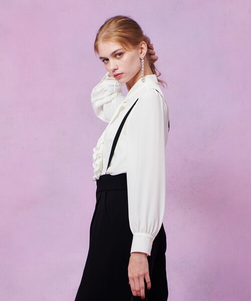 LOULOU WILLOUGHBY】ペタルフリルボウタイブラウス（シャツ/ブラウス