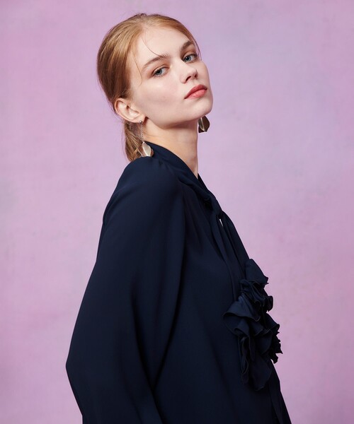 LOULOU WILLOUGHBY】ペタルフリルボウタイブラウス（シャツ/ブラウス