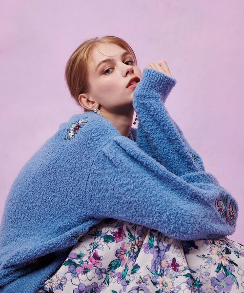 LOULOU WILLOUGHBY】フラワーズエンブロイダリーカーディガン