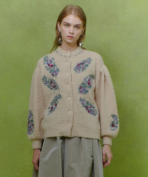 LOULOU WILLOUGHBY】フラワーズエンブロイダリーカーディガン