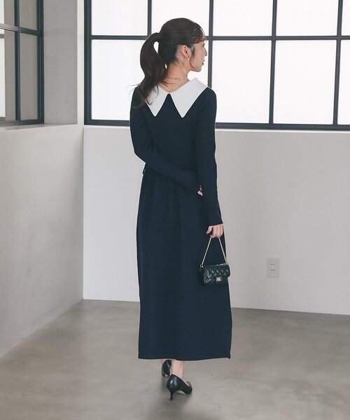 La boutique BonBon（ラブティックボンボン）の「【愛されワンピース】アシメカラーニットワンピース（ワンピース・レディース・ホワイト/ネイビー・FREE）」の16枚目の写真