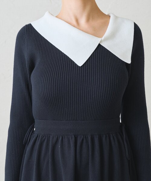 セール】【愛されワンピース】アシメカラーニットワンピース