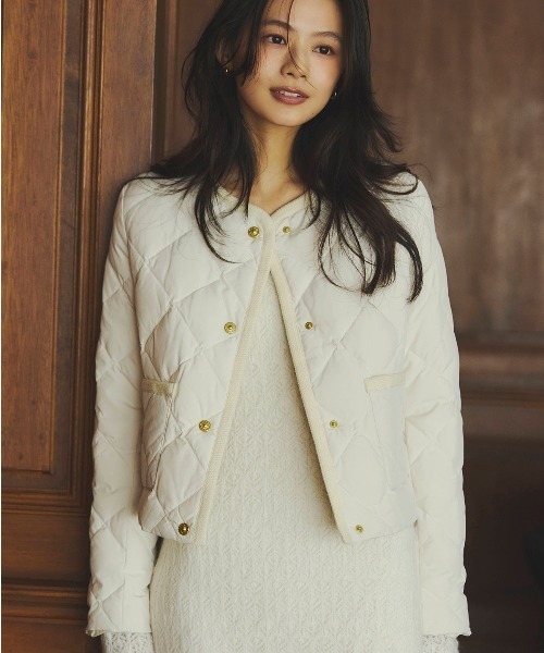 TAION×anuans】ノーカラーキルティングショートダウン（ダウン