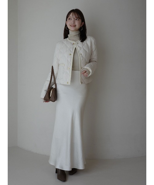 TAION×anuans】ノーカラーキルティングショートダウン（ダウン