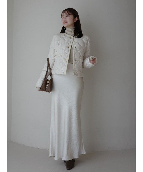 TAION×anuans】ノーカラーキルティングショートダウン（ダウン