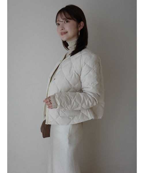 TAION×anuans】ノーカラーキルティングショートダウン（ダウン