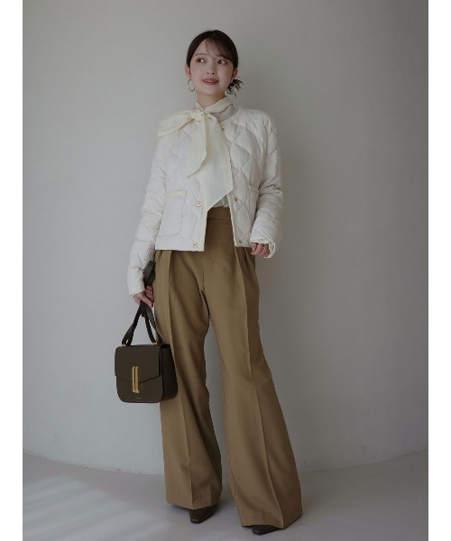 TAION×anuans】ノーカラーキルティングショートダウン（ダウン