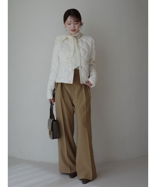 TAION×anuans】ノーカラーキルティングショートダウン（ダウン