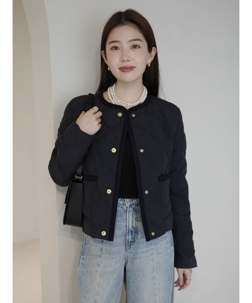 【新品未使用】【TAION×anuans】ノーカラーキルティングショートダウン TAION×anuans】ノーカラーキルティングショートダウン（ダウン