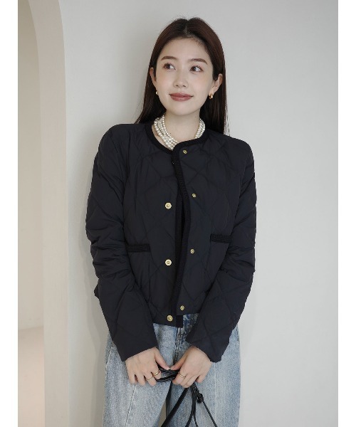 TAION×anuans】ノーカラーキルティングショートダウン（ダウン