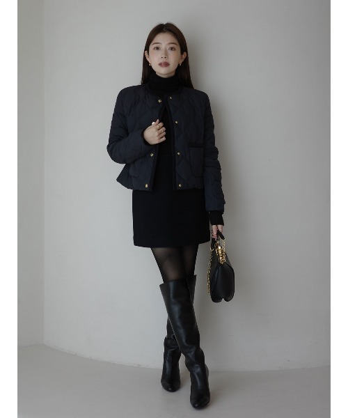 TAION×anuans】ノーカラーキルティングショートダウン（ダウン