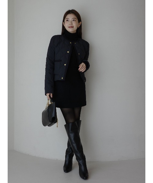 anuans TAION ノーカラーキルティングショートダウン アニュアンス TAION×anuans】ノーカラーキルティングショートダウン（ダウン