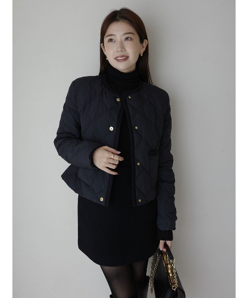 TAION×anuans】ノーカラーキルティングショートダウン（ダウン