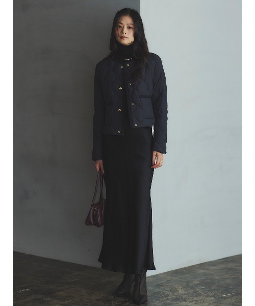 TAION×anuans】ノーカラーキルティングショートダウン（ダウン