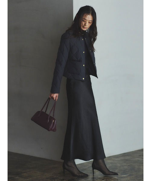 TAION×anuans】ノーカラーキルティングショートダウン（ダウン