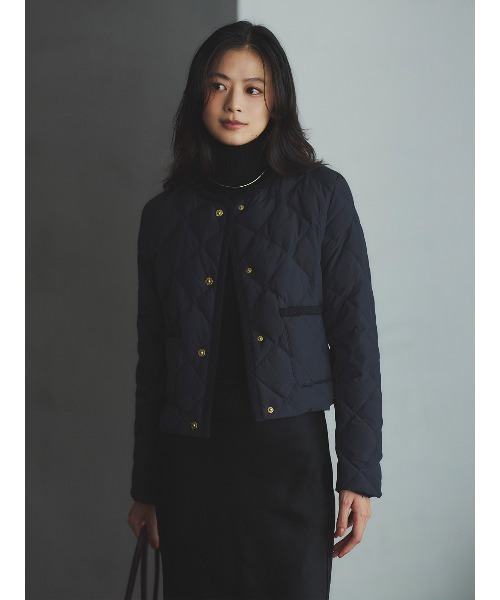 TAION×anuans】ノーカラーキルティングショートダウン（ダウン