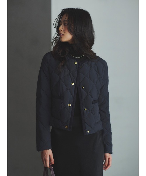 TAION×anuans】ノーカラーキルティングショートダウン（ダウン