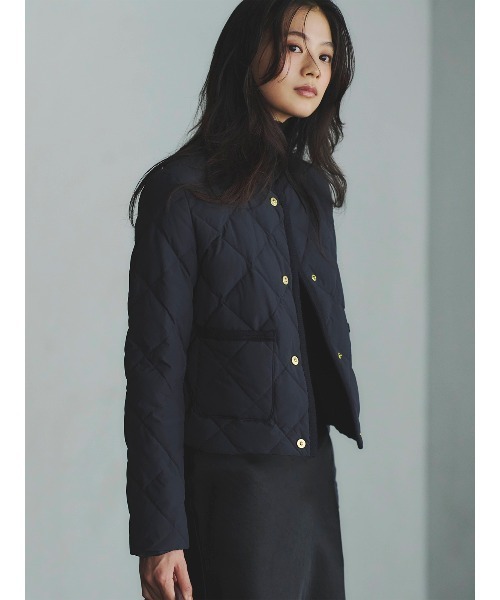 TAION×anuans】ノーカラーキルティングショートダウン（ダウン