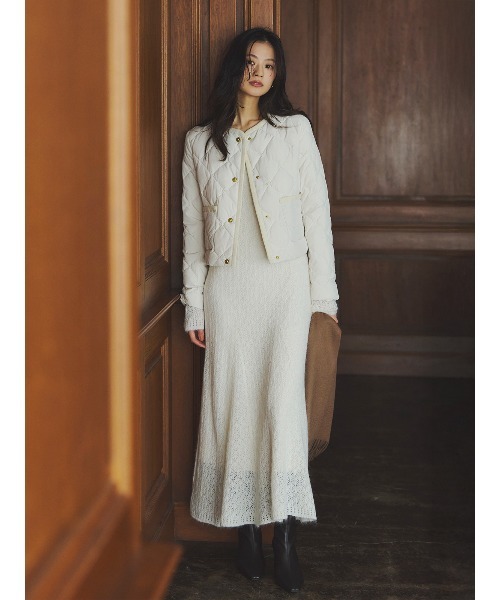 TAION×anuans】ノーカラーキルティングショートダウン（ダウン