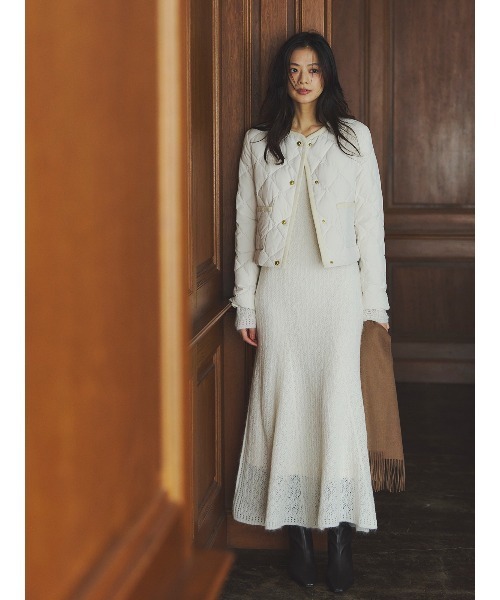 TAION×anuans】ノーカラーキルティングショートダウン（ダウン