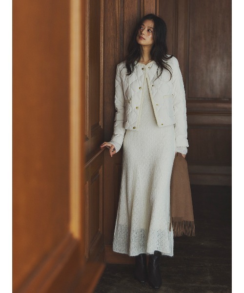 TAION×anuans】ノーカラーキルティングショートダウン（ダウン