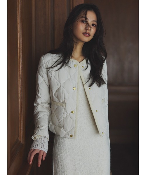 TAION×anuans】ノーカラーキルティングショートダウン（ダウン