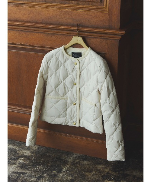 TAION×anuans】ノーカラーキルティングショートダウン（ダウン