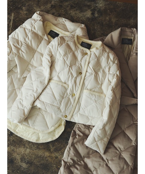 TAION×anuans】ノーカラーキルティングショートダウン（ダウン