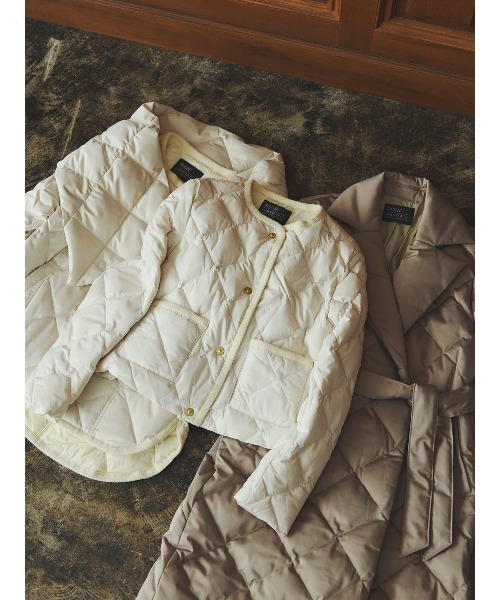 TAION×anuans】ノーカラーキルティングショートダウン（ダウン