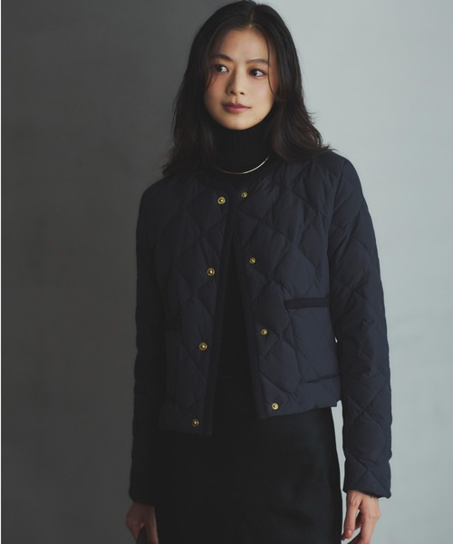 mアニュアンスダウン TAION×anuans】ノーカラーキルティングショートダウン（ダウン