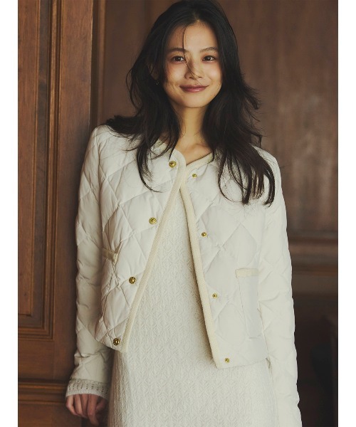 TAION×anuans】ノーカラーキルティングショートダウン（ダウン