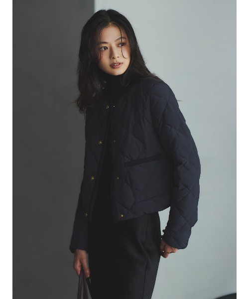 TAION×anuans】ノーカラーキルティングショートダウン（ダウン