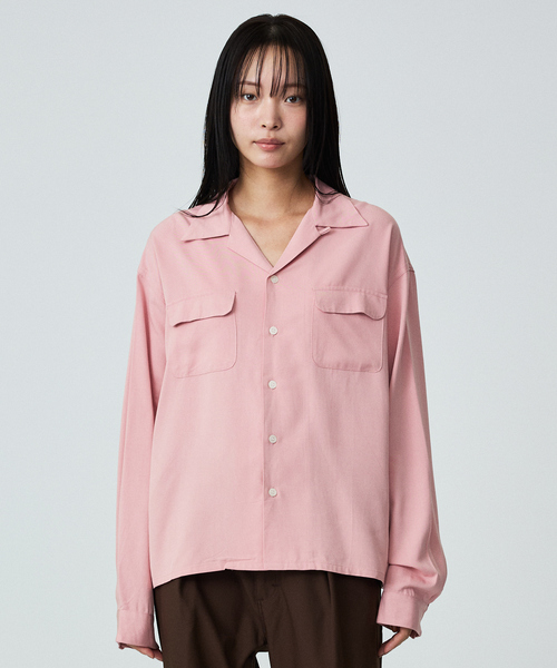 TOWNCRAFT(タウンクラフト)の「【TOWNCRAFT/タウンクラフト】50S LOOP COLLAR SHIRT/開襟/ユニセックス/コラボ【WEB限定】(シャツ/ブラウス・メンズ・ワイン/ブラック/ピンク・M/L)」の2枚目の写真