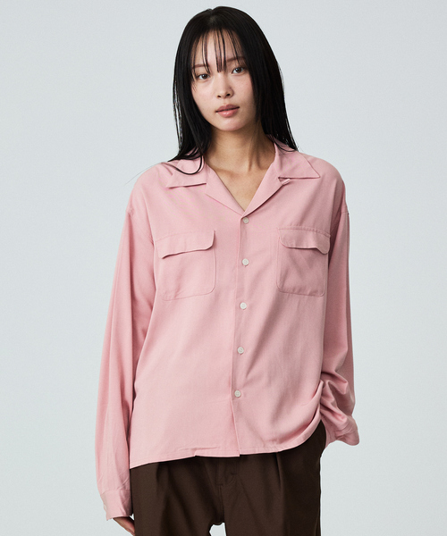 TOWNCRAFT(タウンクラフト)の「【TOWNCRAFT/タウンクラフト】50S LOOP COLLAR SHIRT/開襟/ユニセックス/コラボ【WEB限定】(シャツ/ブラウス・メンズ・ワイン/ブラック/ピンク・M/L)」の4枚目の写真