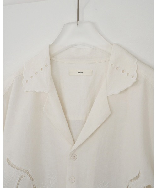 anuke（アンヌーク）の「Cutwork Opencollar Shirts（シャツ/ブラウス・レディース・ホワイト/ブラック・FREE）」の11枚目の写真