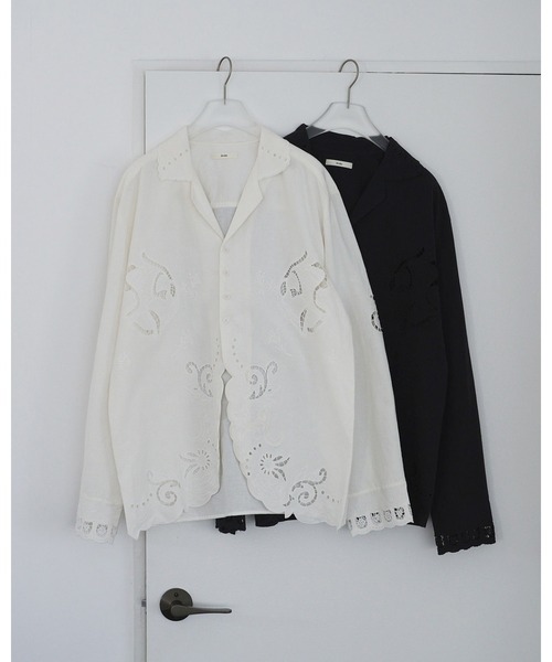 anuke（アンヌーク）の「Cutwork Opencollar Shirts（シャツ/ブラウス・レディース・ホワイト/ブラック・FREE）」の8枚目の写真