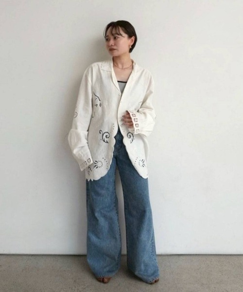 anuke（アンヌーク）の「Cutwork Opencollar Shirts（シャツ/ブラウス