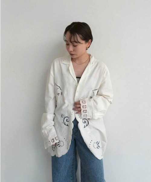 anuke（アンヌーク）の「Cutwork Opencollar Shirts（シャツ/ブラウス