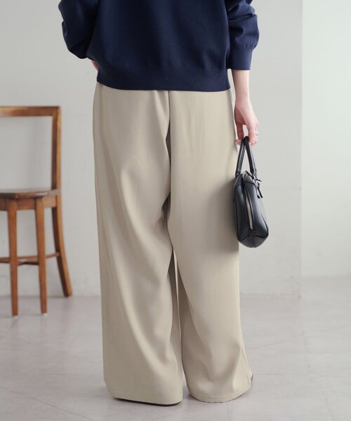 セール】【腰回りカバー/ラフに綺麗見え】タック使いイージーパンツ