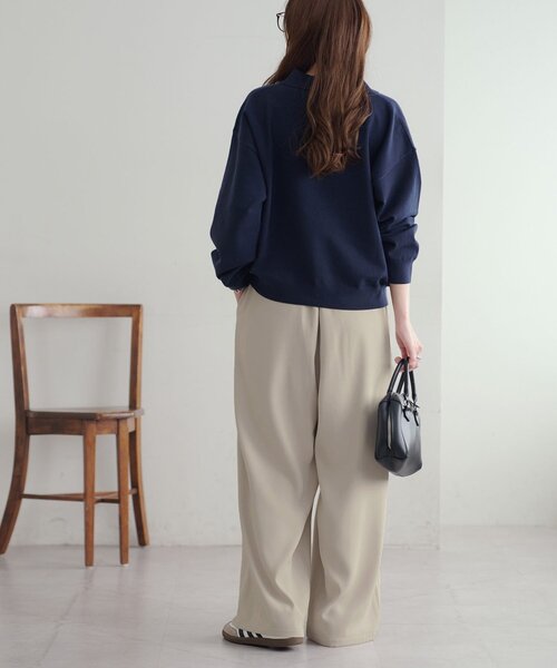 セール】【腰回りカバー/ラフに綺麗見え】タック使いイージーパンツ